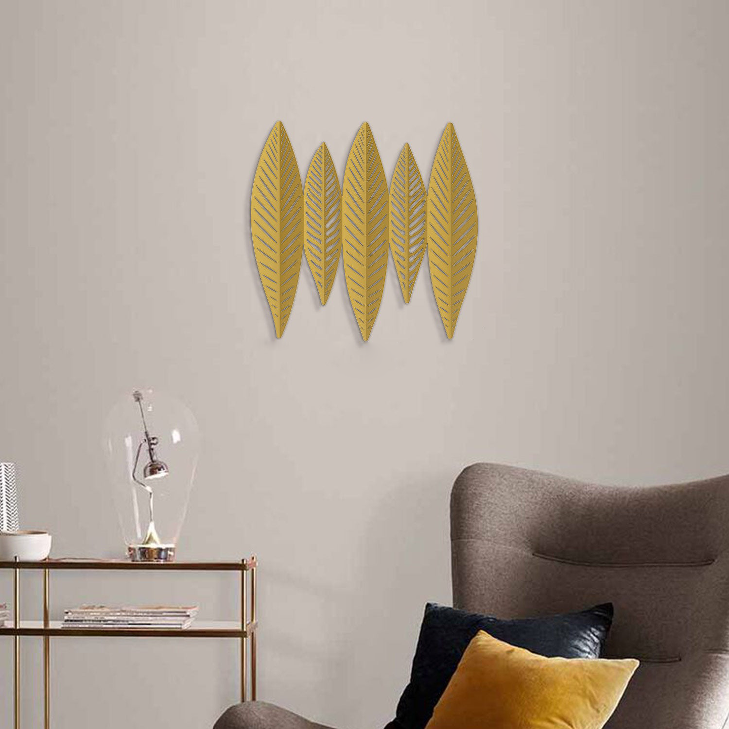 3D Gold Leaves Metal Wall Art