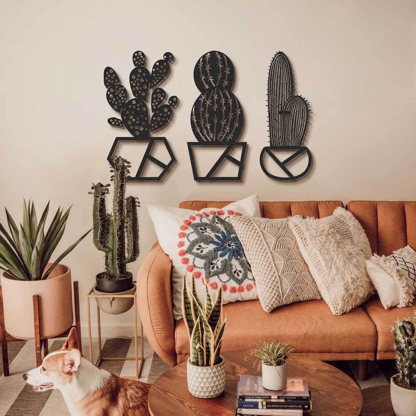Cactus Metal Wall Art, Set of 3 Pieces