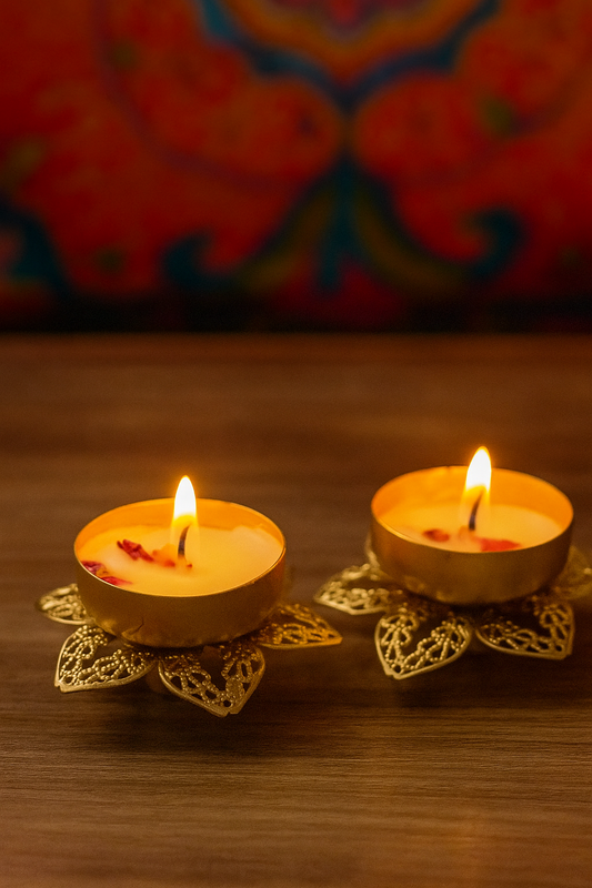 Luxury Golden Lotus Candle  – Perfect for Festive & Home Décor