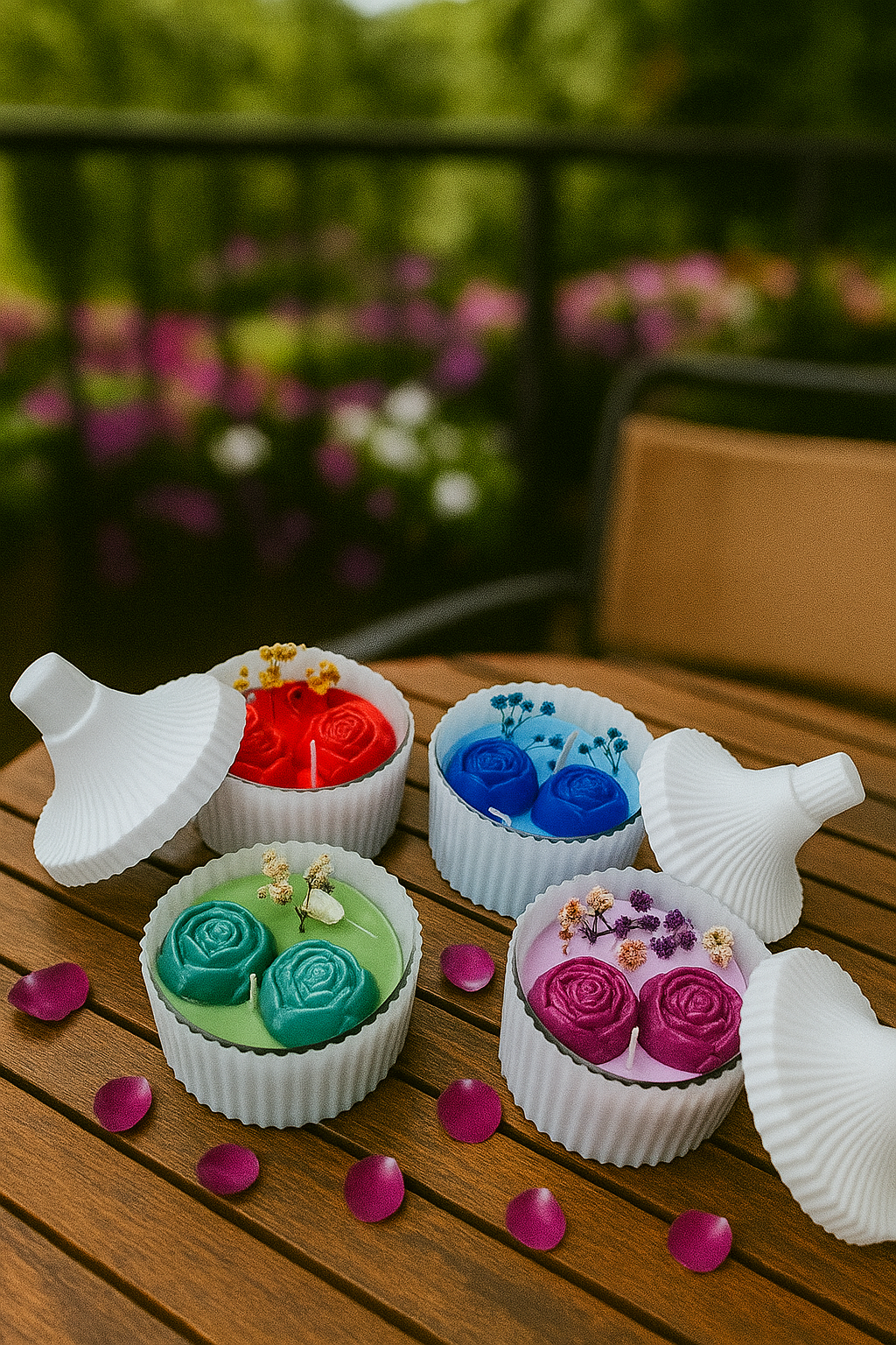 Luxury Rose Jar Candles in Glass | 4 Colors | Decorative & Gift Candles