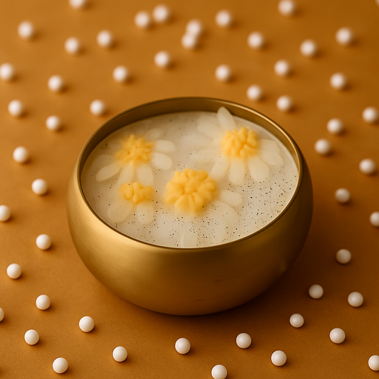 Golden Bloom Daisy Candle – White Wax in Metallic Bow