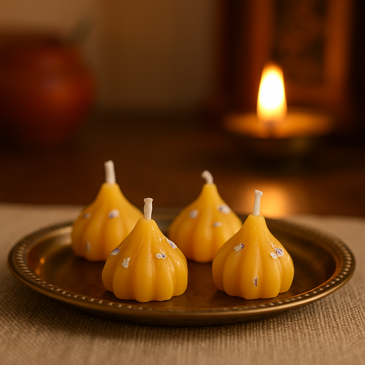 Modak Shaped Diya Candles – Festive Handmade Modak Wax Candles for Ganesh Chaturthi & Pooja Decor