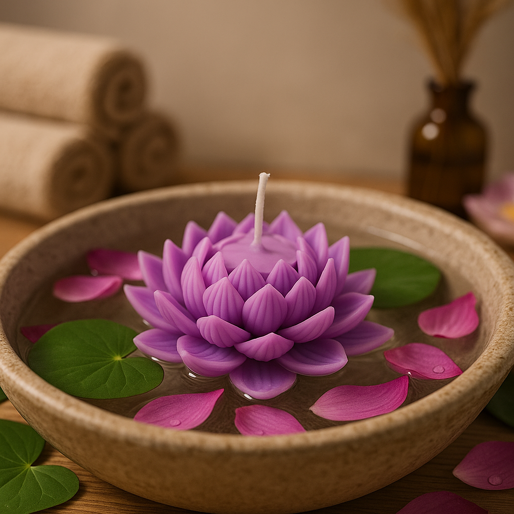 Lotus Floating Candle β Decorative Floral Candle for Spa, Puja, and Home Decor (Available in Purple, Yellow & White-Brown)
