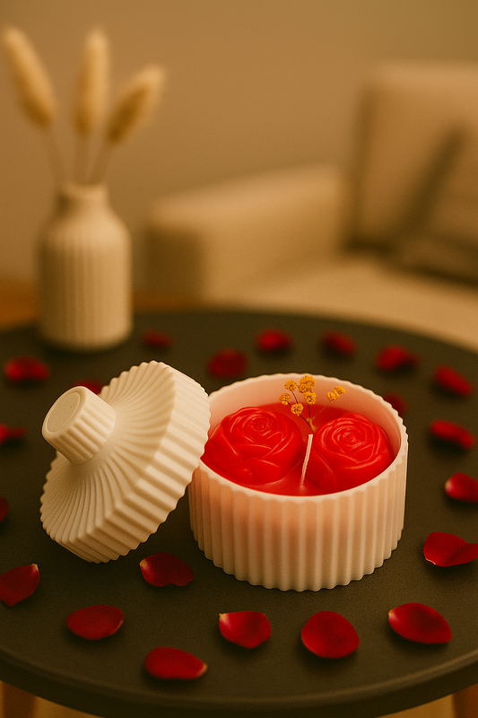 Luxury Rose Jar Candles in Glass | 4 Colors | Decorative & Gift Candles