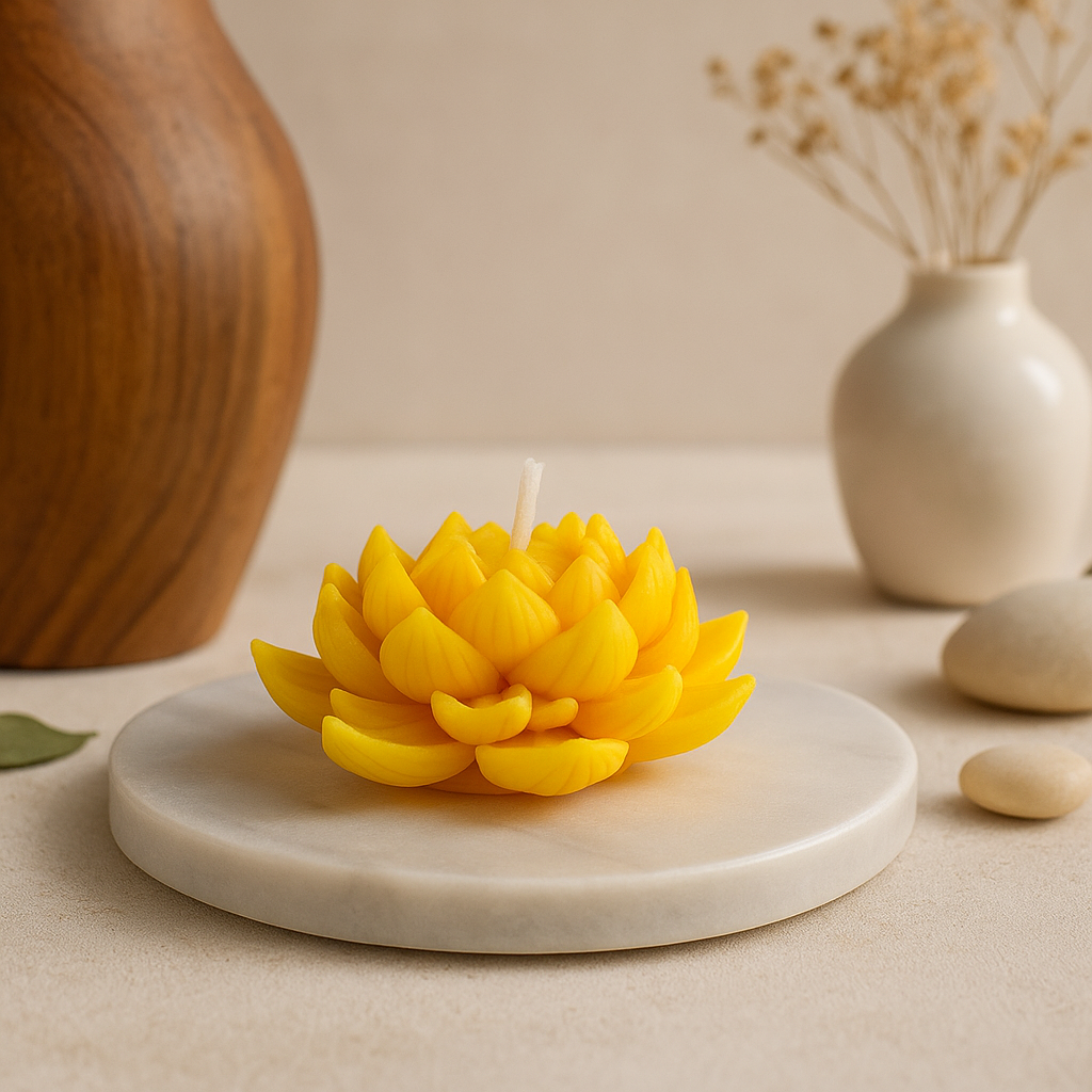 Lotus Floating Candle β Decorative Floral Candle for Spa, Puja, and Home Decor (Available in Purple, Yellow & White-Brown)