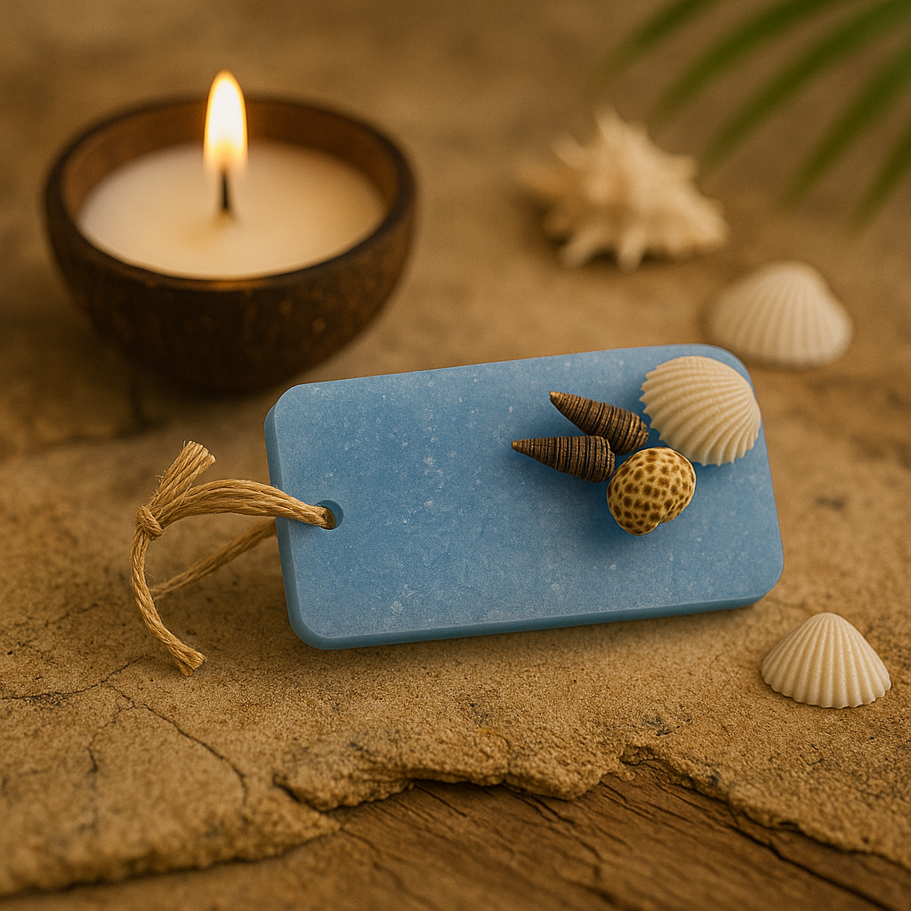 Ocean Breeze Wax Sachet – Handmade Fragrance Wax Tablet with Seashell Embeds for Wardrobe, Drawers & Home Décor