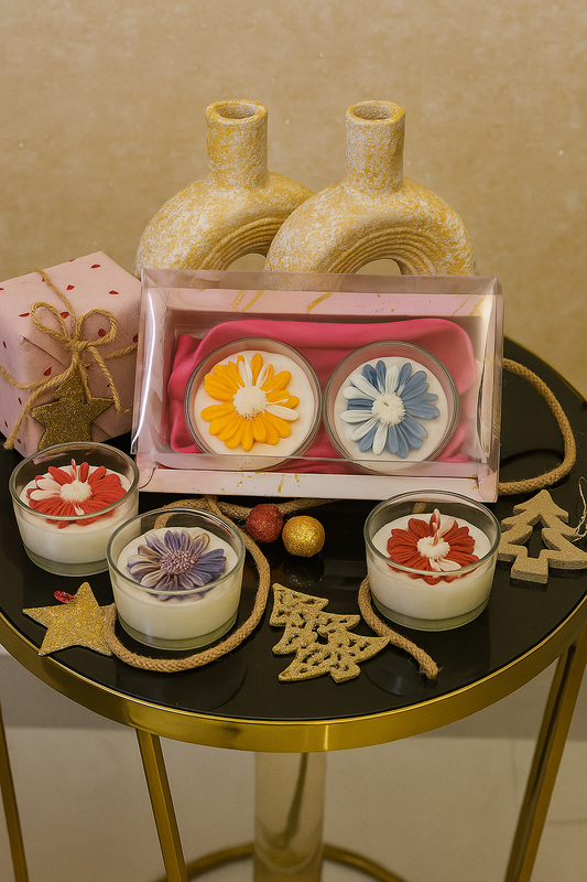Handcrafted Flower Candle Diwali Gift Set- Daisy Gift Hamper