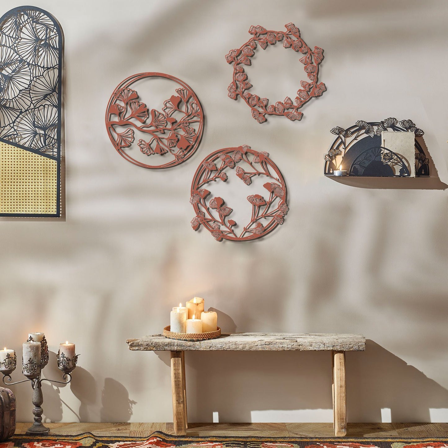 Ginkgo Metal Wall Art, Set of 3 Pieces