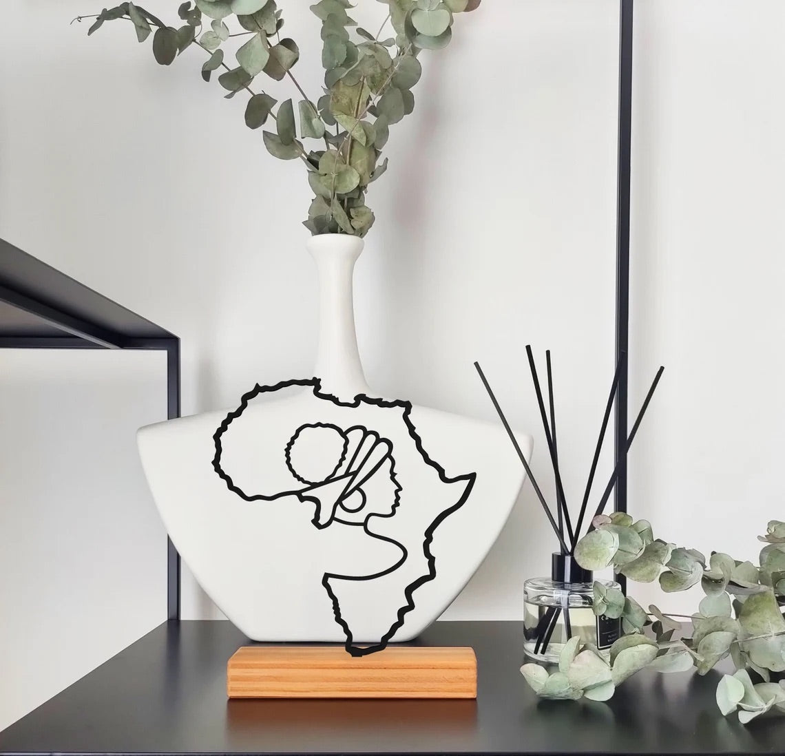 Minimal design " Afro queen " africa shelf home office decor