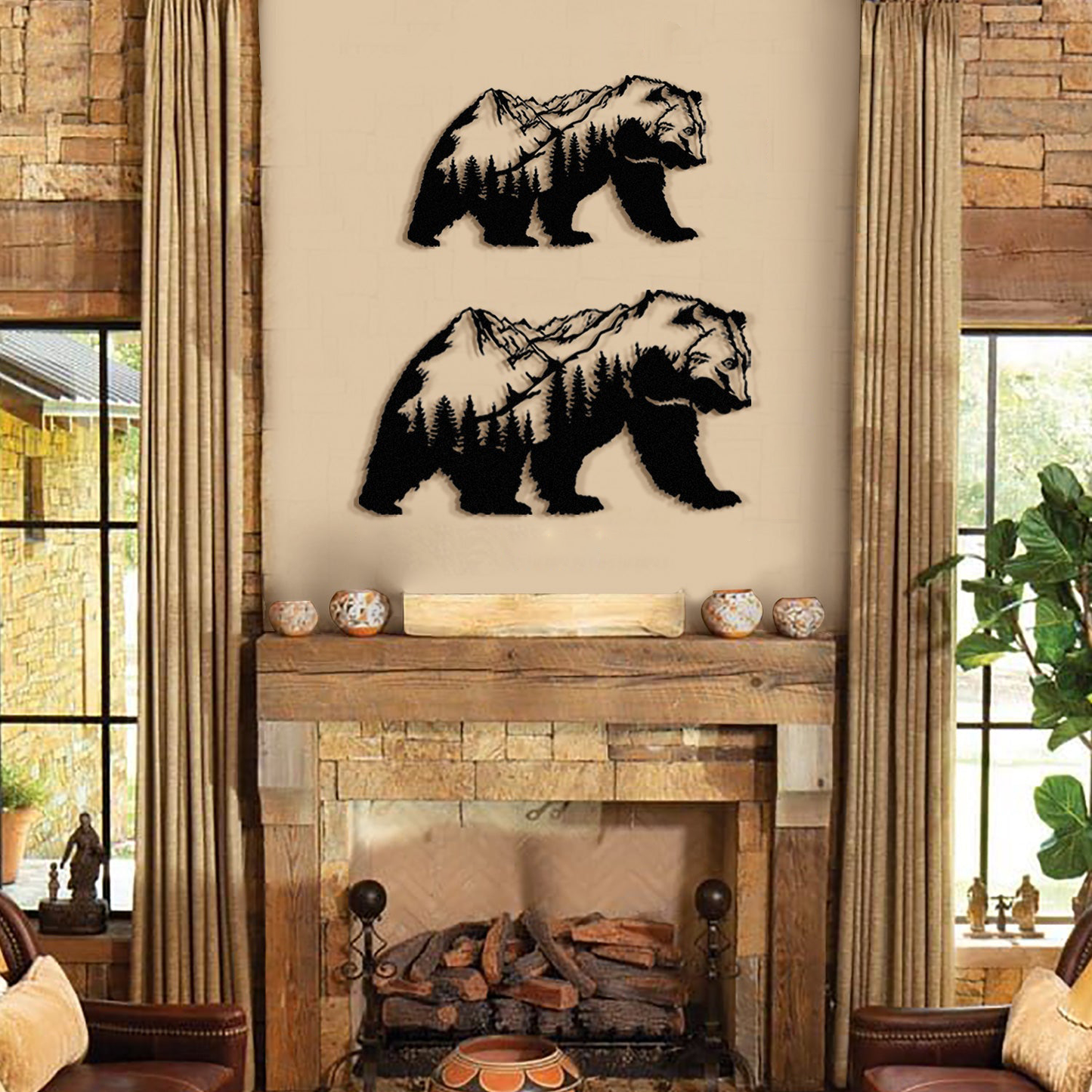 Landscape Bear Metal Wall Art