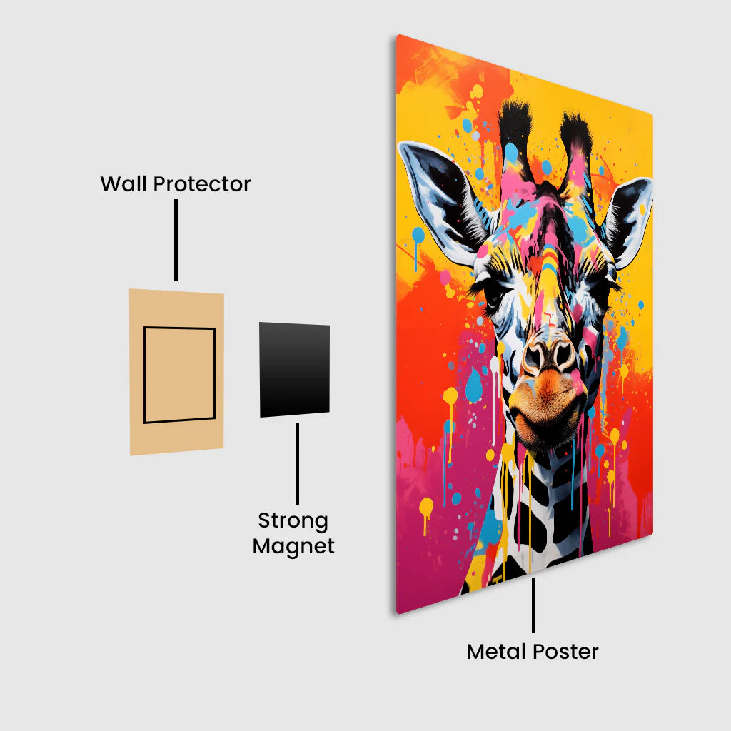 Colorful Giraffe Groove Metal Poster