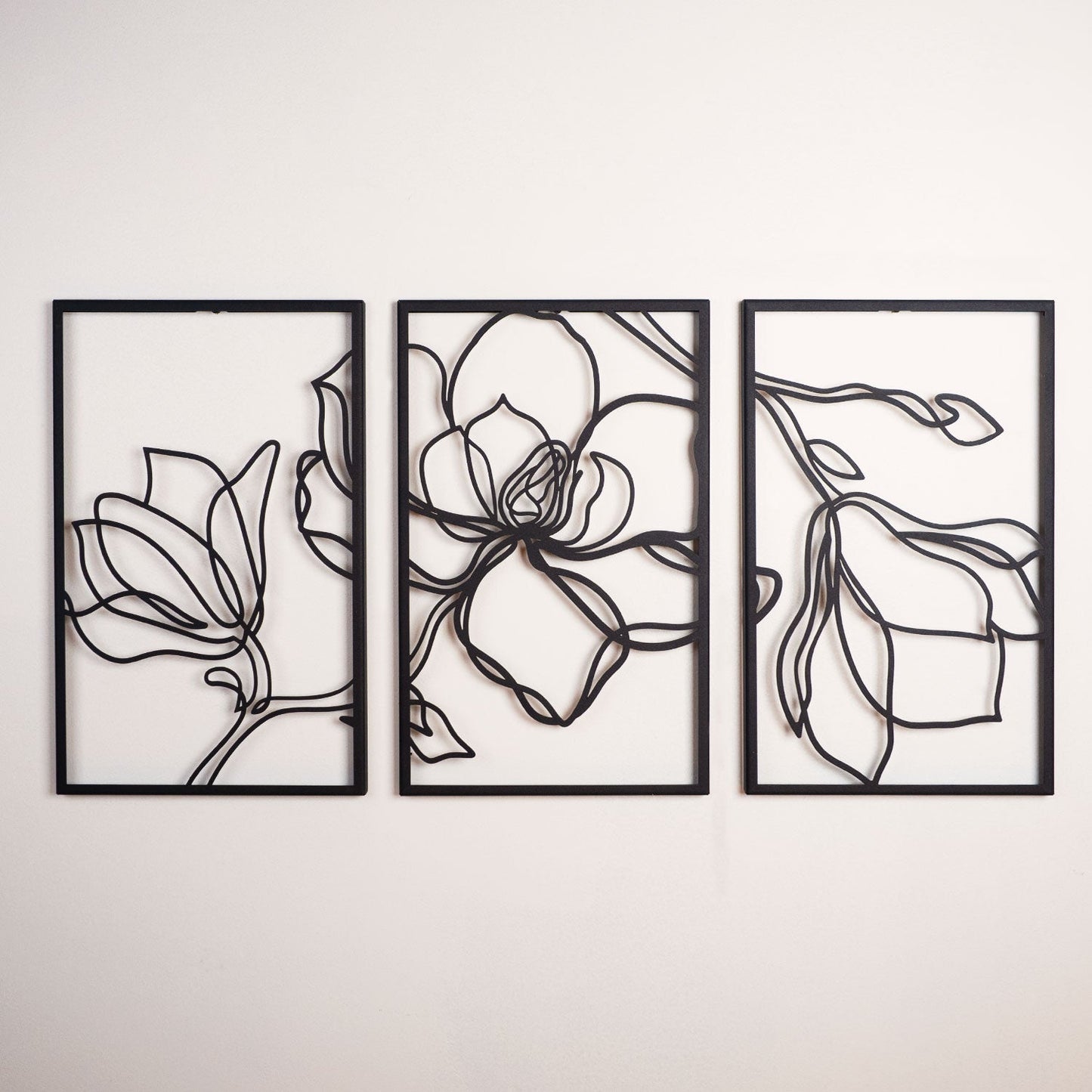 Floral Line Metal Wall Art, Set of 3 Pieces