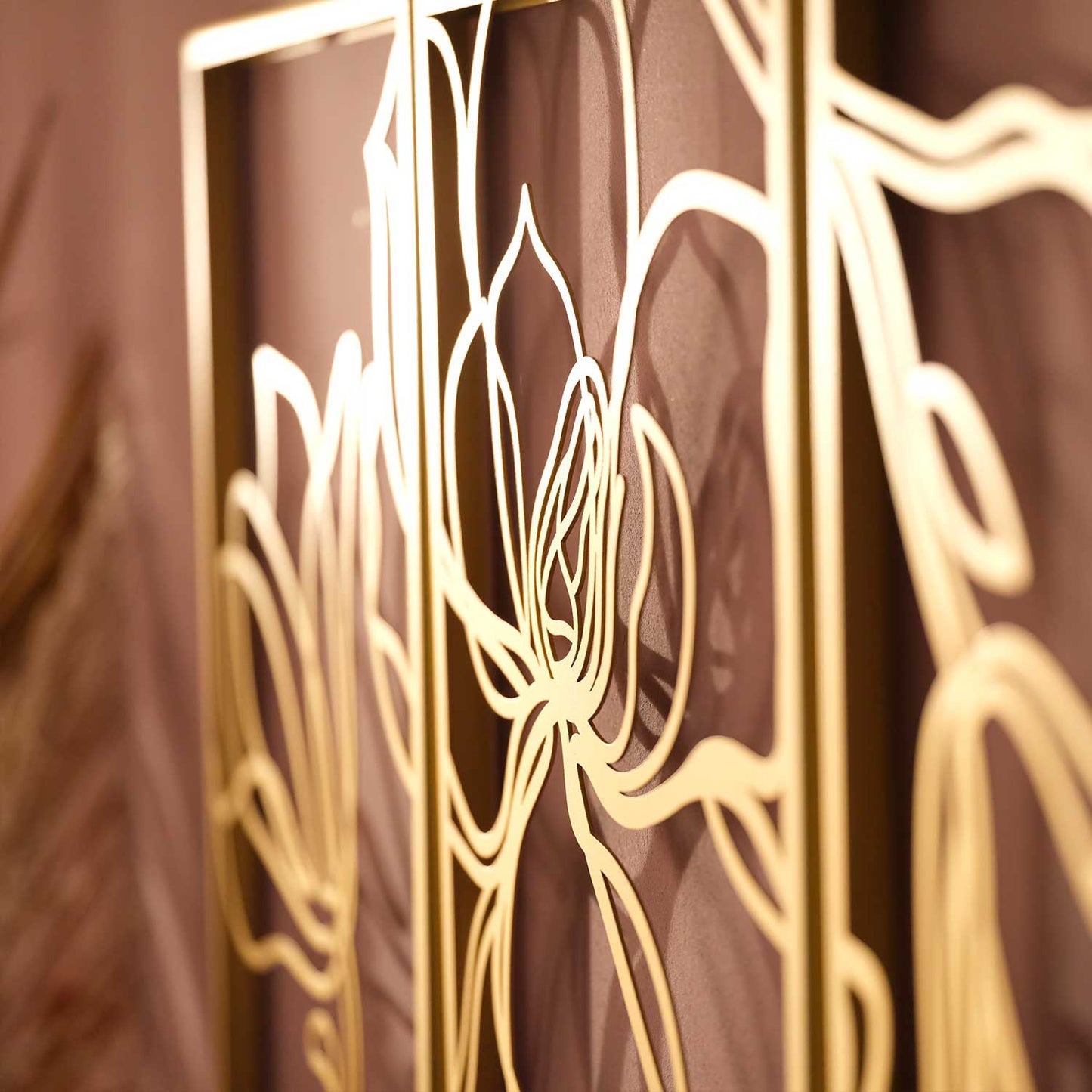 Floral Line Metal Wall Art, Set of 3 Pieces