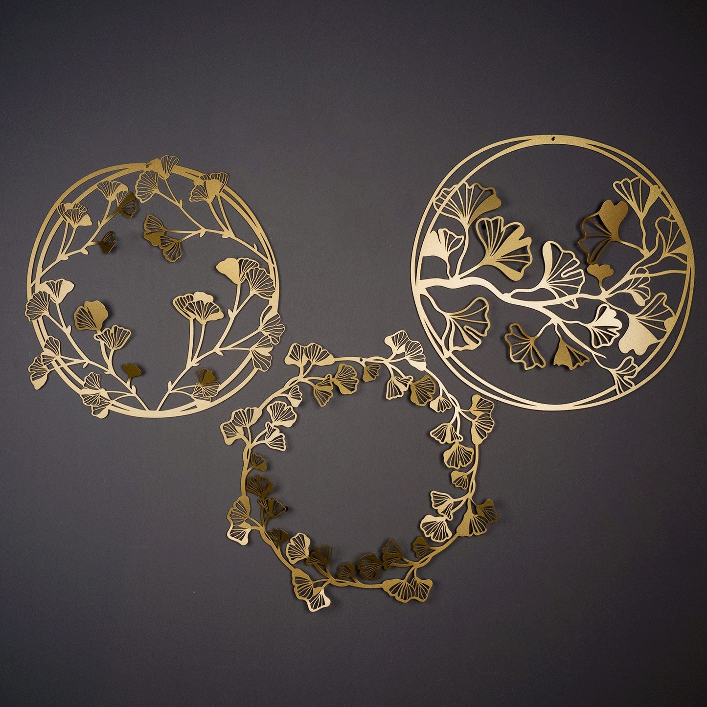 Ginkgo Metal Wall Art, Set of 3 Pieces