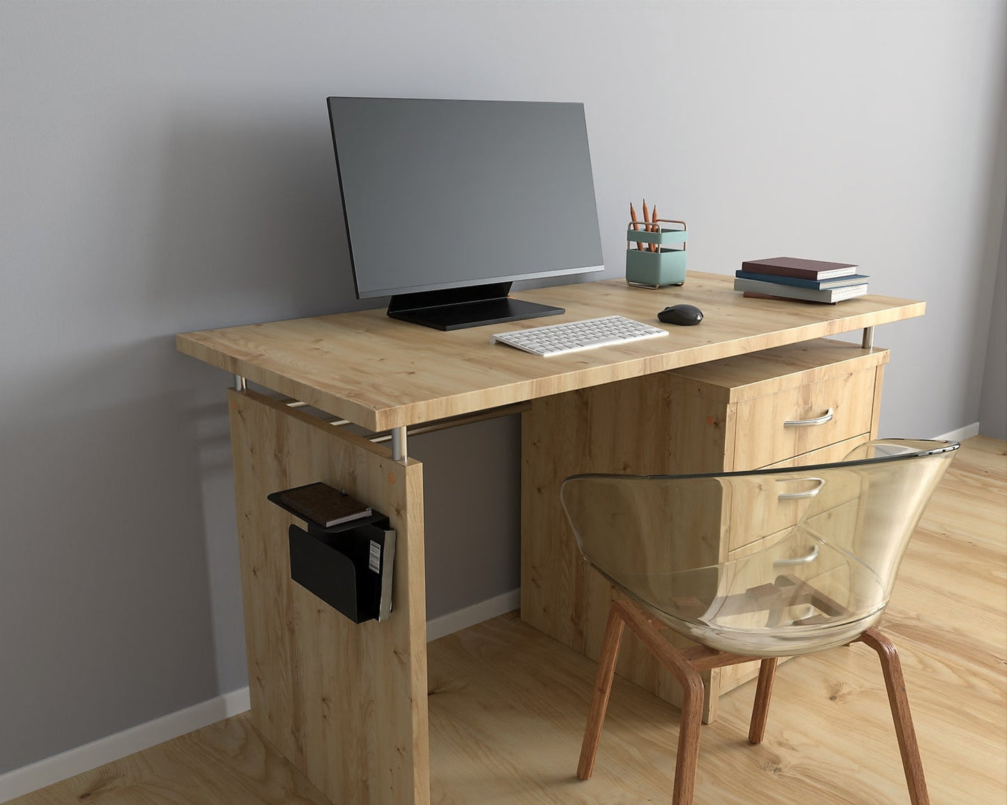 Floating Nightstand with Bookshelf