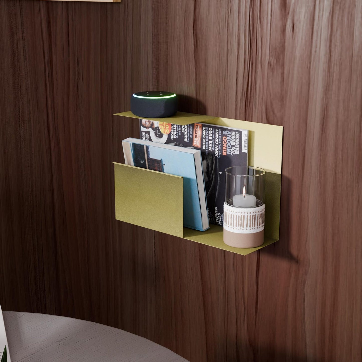 Floating Metal Wall Asymmetrical Multi-Purpose Shelf,
