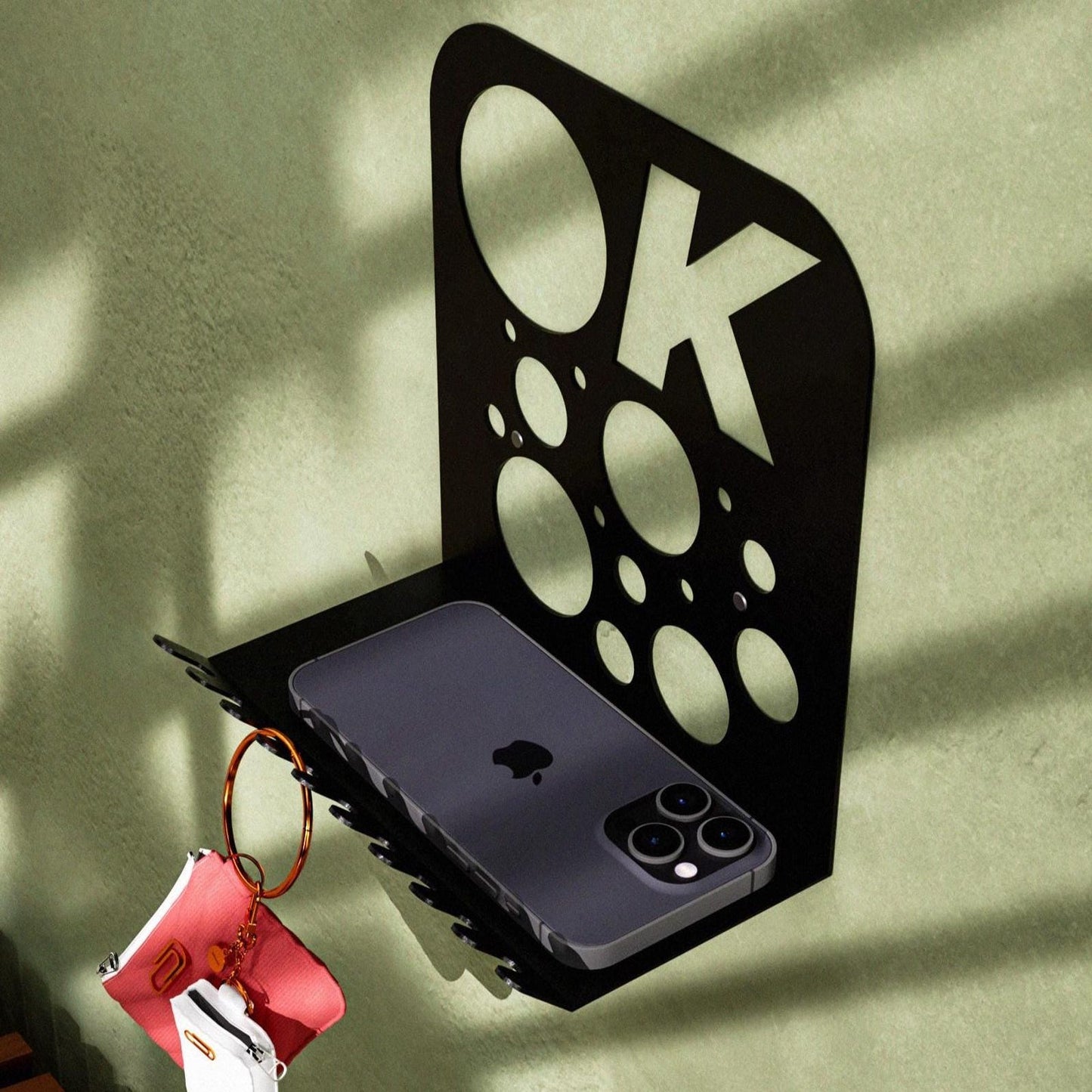 Wall Key Holder Floating Shelf Metal