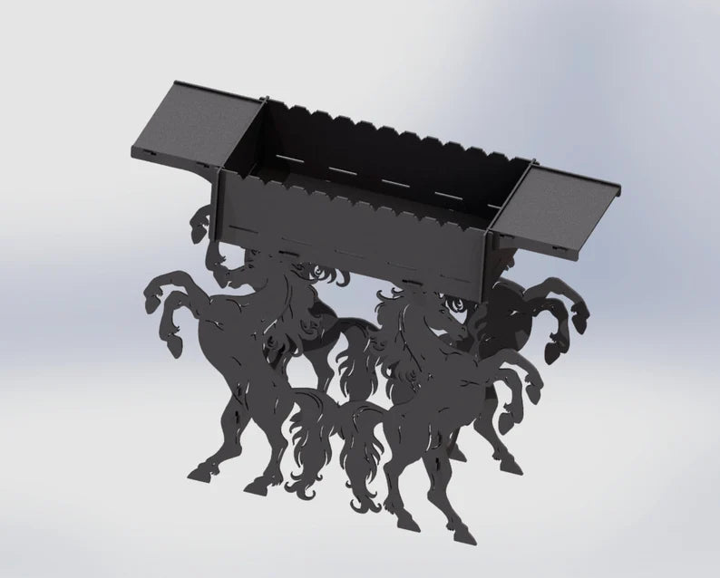 Steel Horses Metal Fire Pit + BBQ Grill