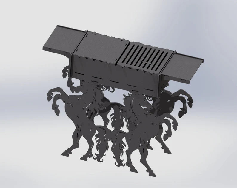 Steel Horses Metal Fire Pit + BBQ Grill