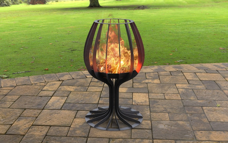 Sleek Wineglass Metal Fire Pit