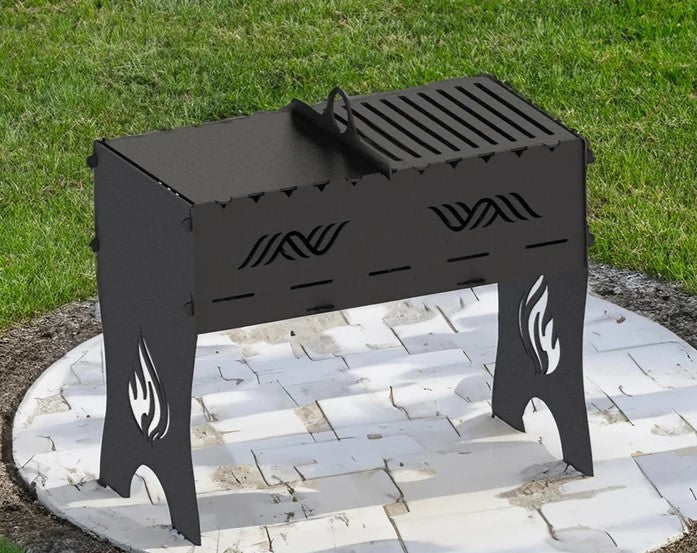 The Helix Flame Metal Fire Pit + BBQ Grill