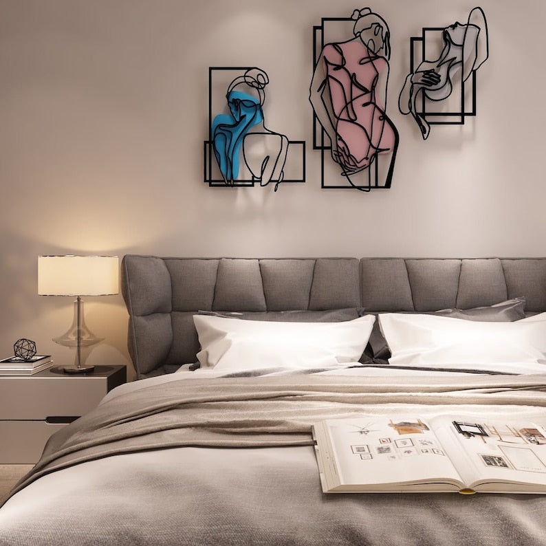 Women's Beauty Metal Wall Art, Set of 3 Pieces