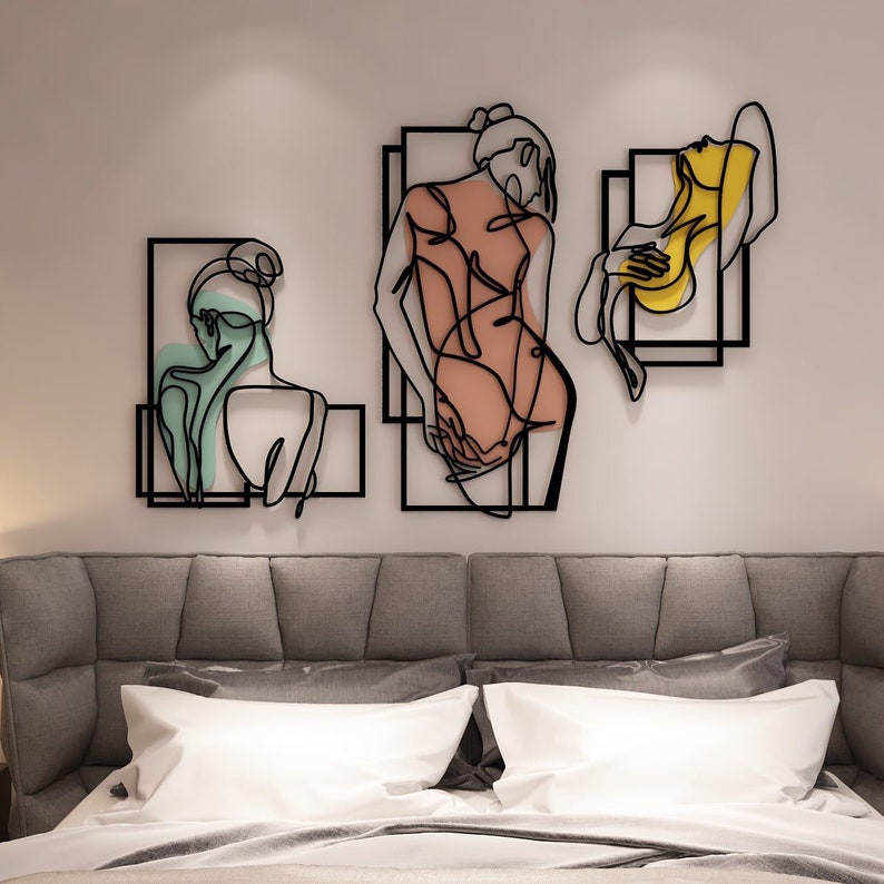Women's Beauty Metal Wall Art, Set of 3 Pieces