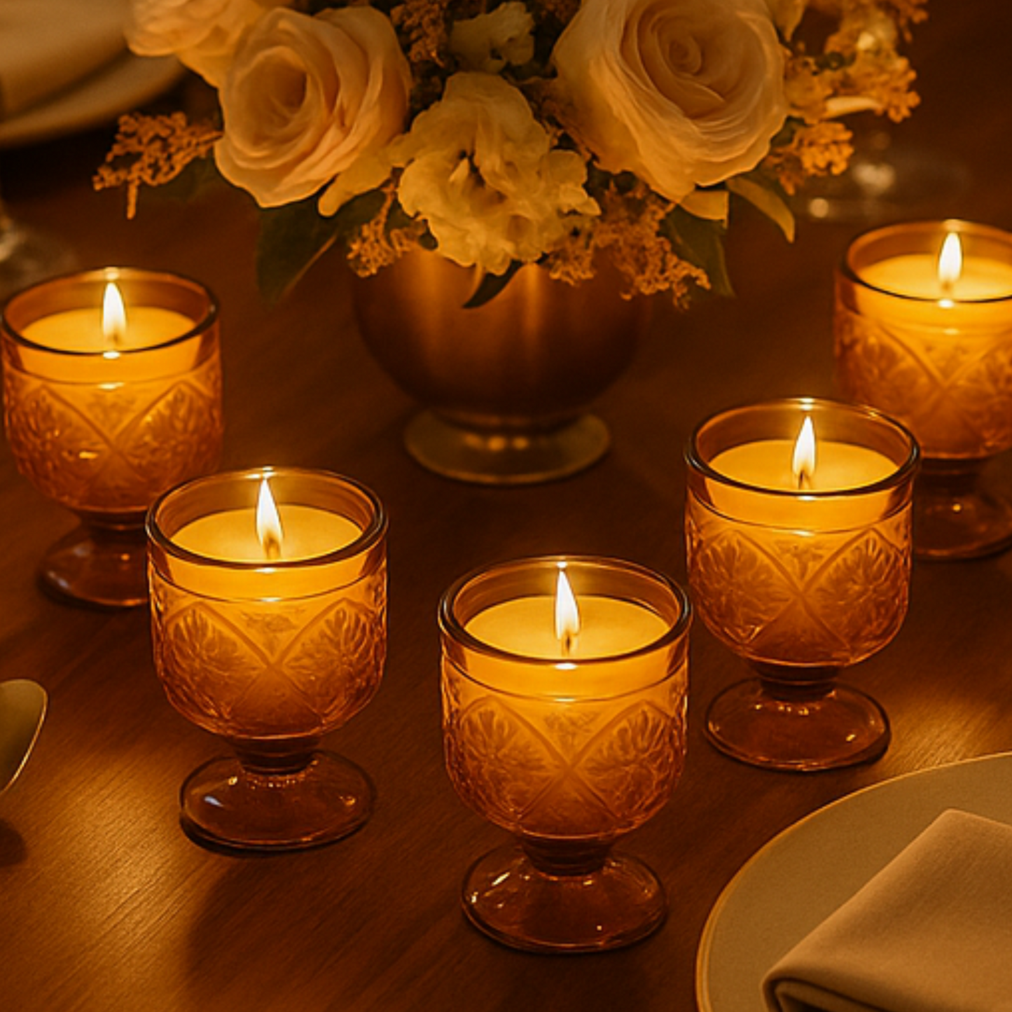 Luxury Amber Glass Soy Wax Candle – Elegant Home Décor Jar Candle for Modern & Classic Interiors