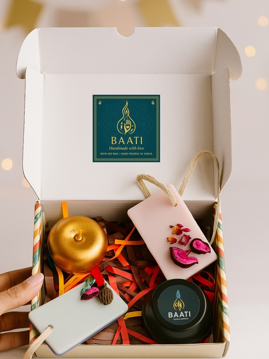 Baati Diwali Gift Set with Apple Candle & Scented Wax Sachets