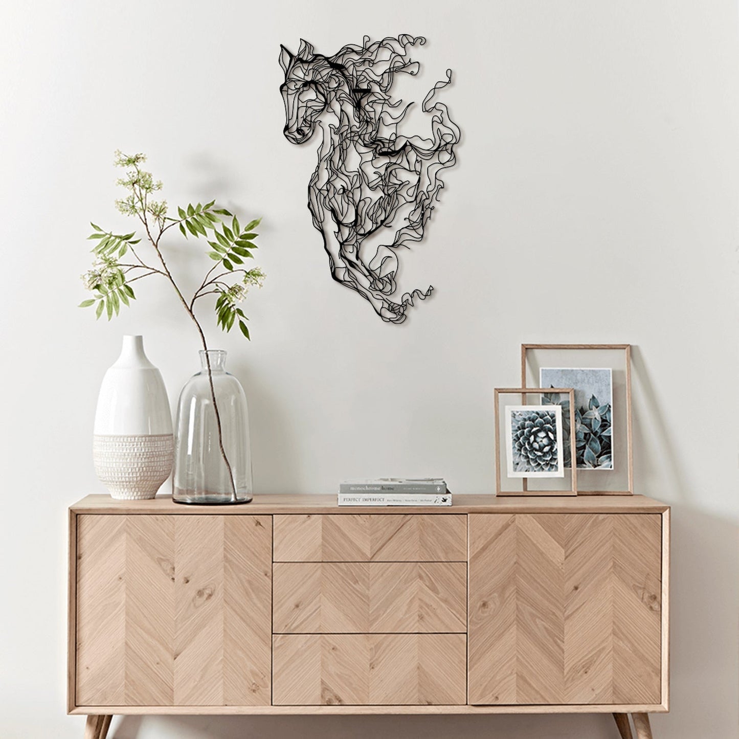 Metal Horse Line Wall Art