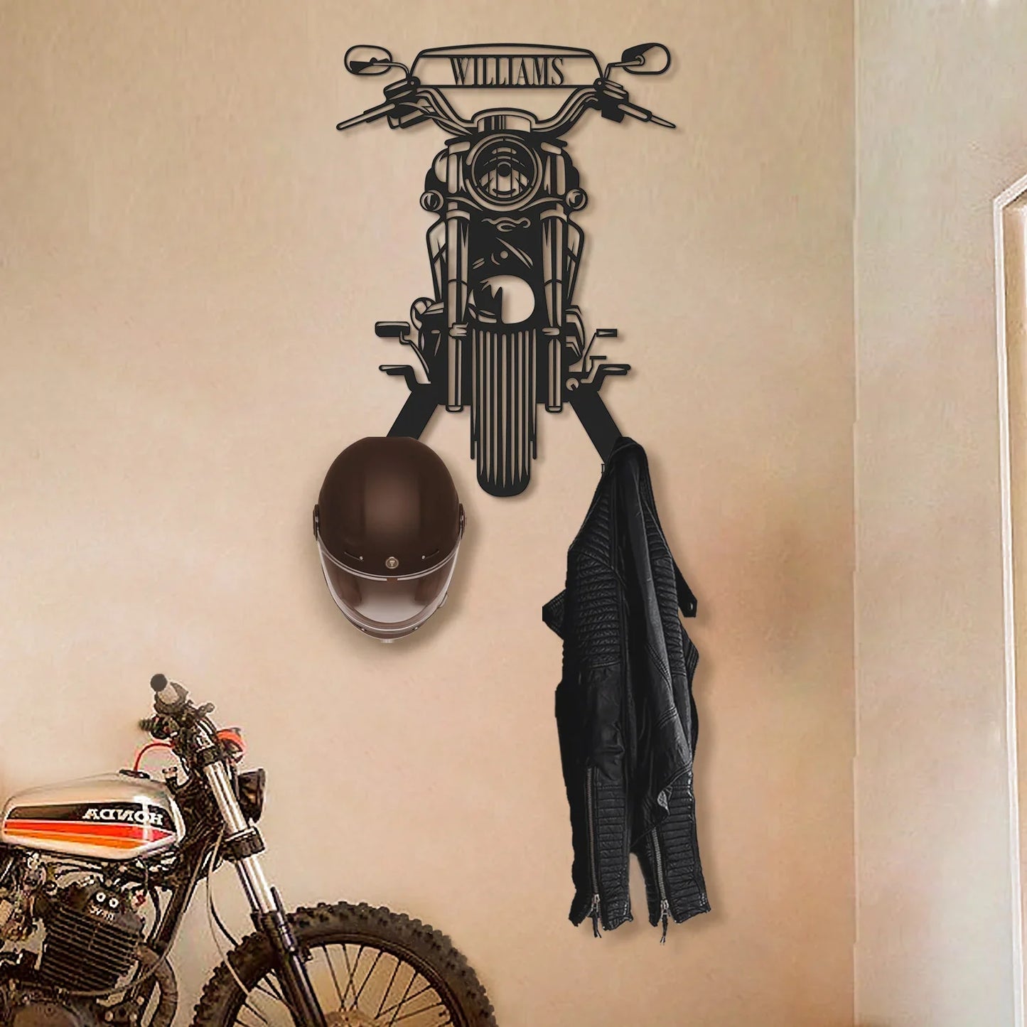 Personalized Metal Motorcycle Helmet Wall Hanger