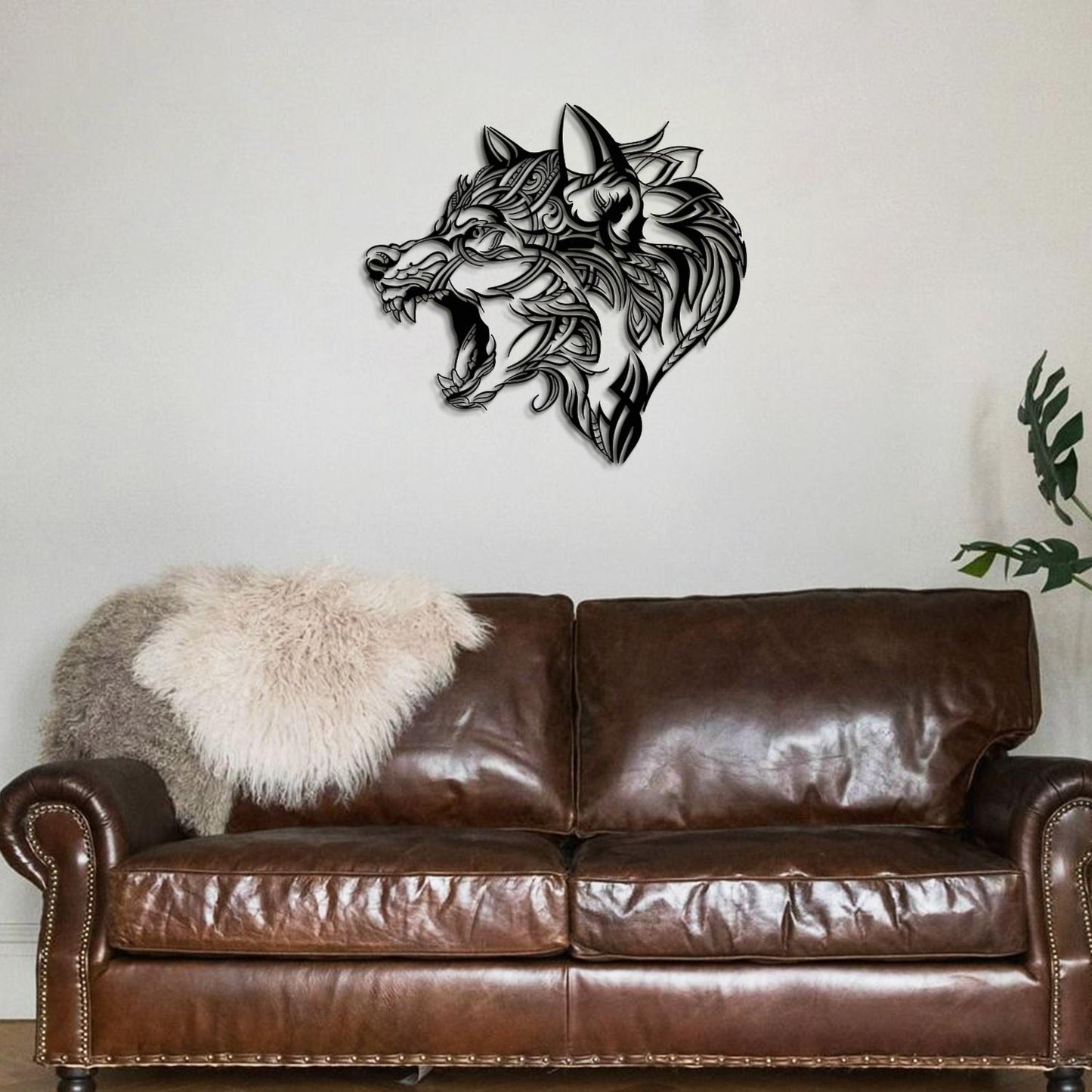 Tribal Wolf Metal Wall Art