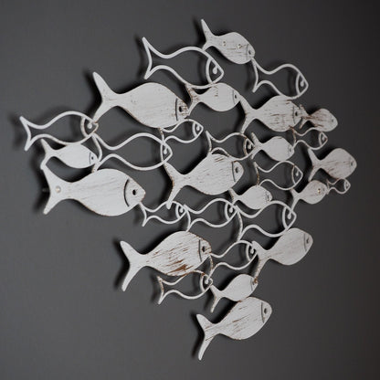 Fish Swarm Metal Wall Art