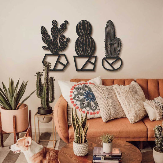 Cactus Metal Wall Art, Set of 3 Pieces