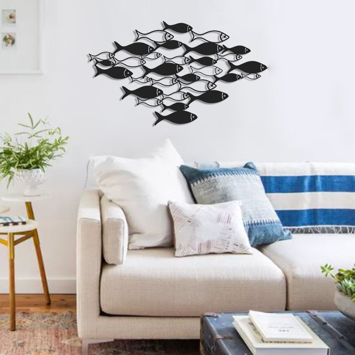 Fish Swarm Metal Wall Art