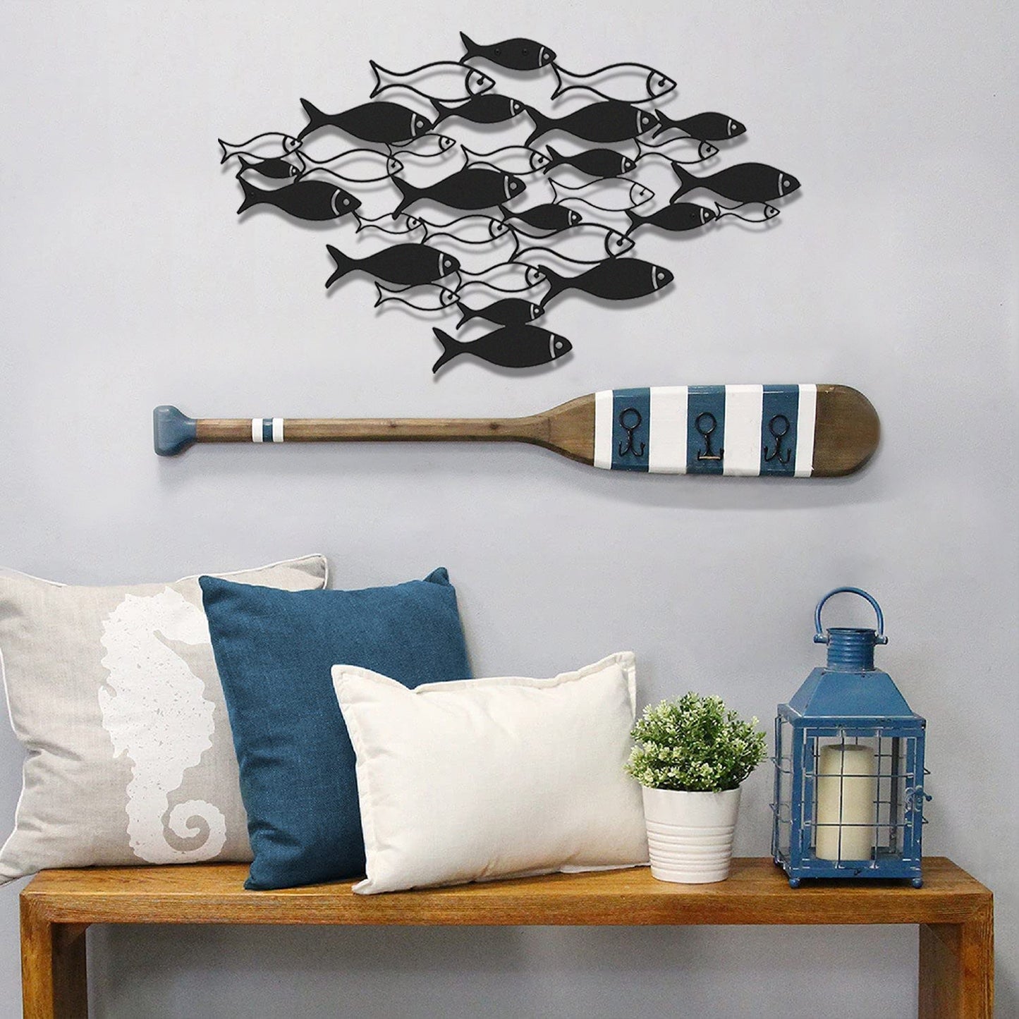 Fish Swarm Metal Wall Art