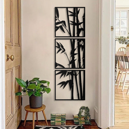 Bamboo Metal Wall Art, Set of 3 Pieces