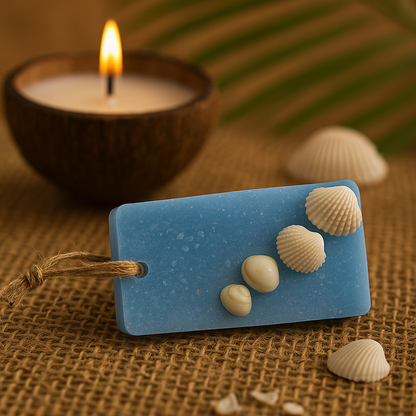 Ocean Breeze Wax Sachet – Handmade Fragrance Wax Tablet with Seashell Embeds for Wardrobe, Drawers & Home Décor
