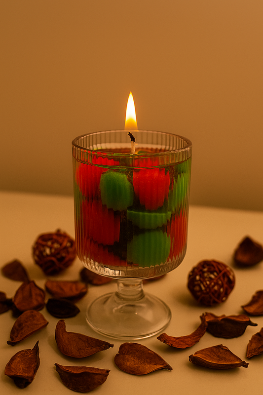 Handmade Cocktail Glass Candle with Colorful Soy Wax – Vibrant Decorative Candle for Home & Gifting