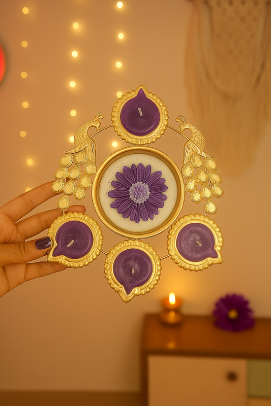 Urli Peacock Design Candle – Traditional Decorative Candle for Festive Home Décor & Gifting (Multi-Color Options)