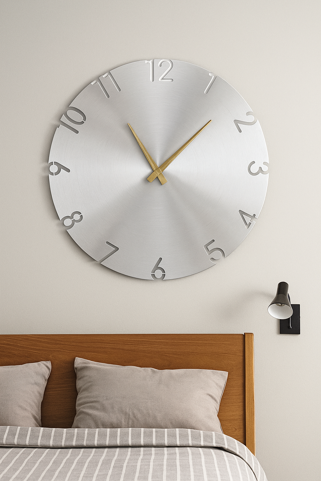 Modern Minimalist Metal Wall Clock –Silent Non-Ticking Round Clock for Living Room & Office