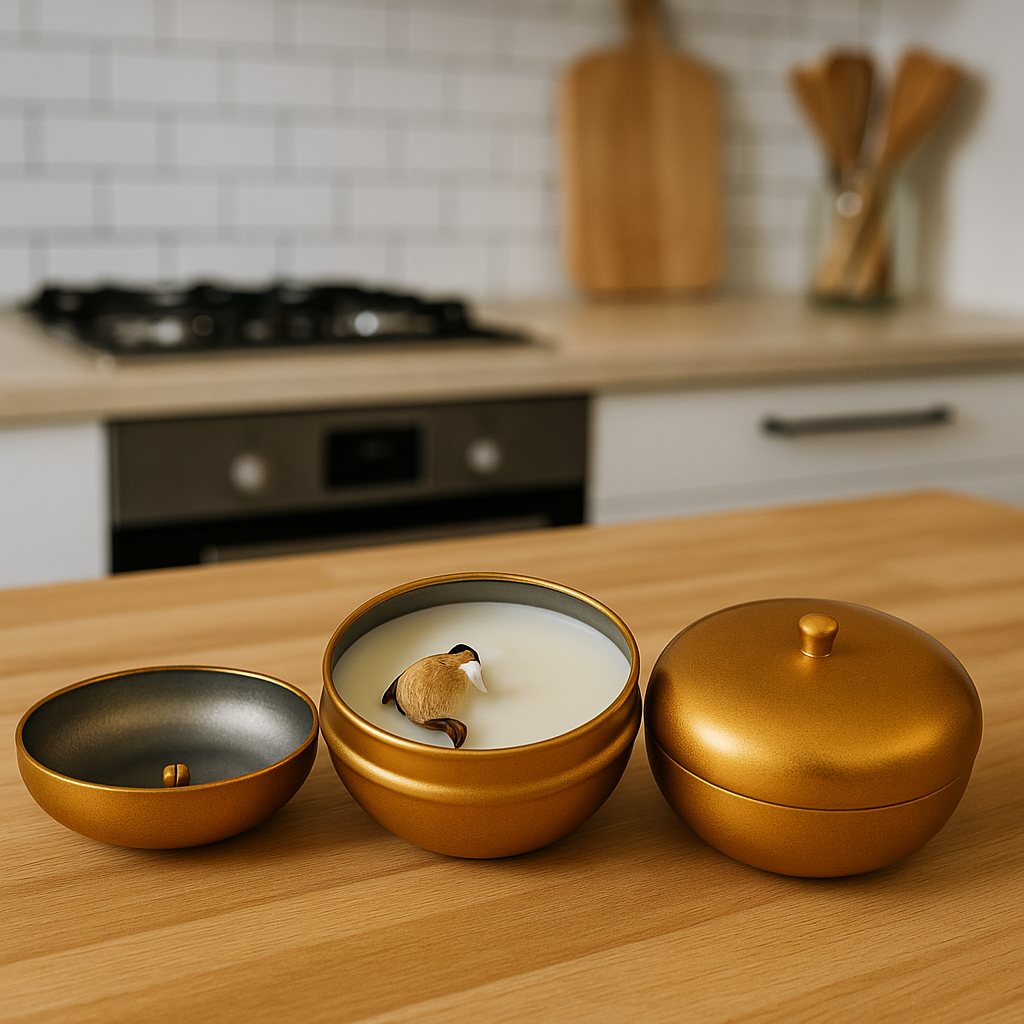 Gold Metallic Container Candle with Cotton Wick – Premium Soy Wax Candle in Matte Finish Jar