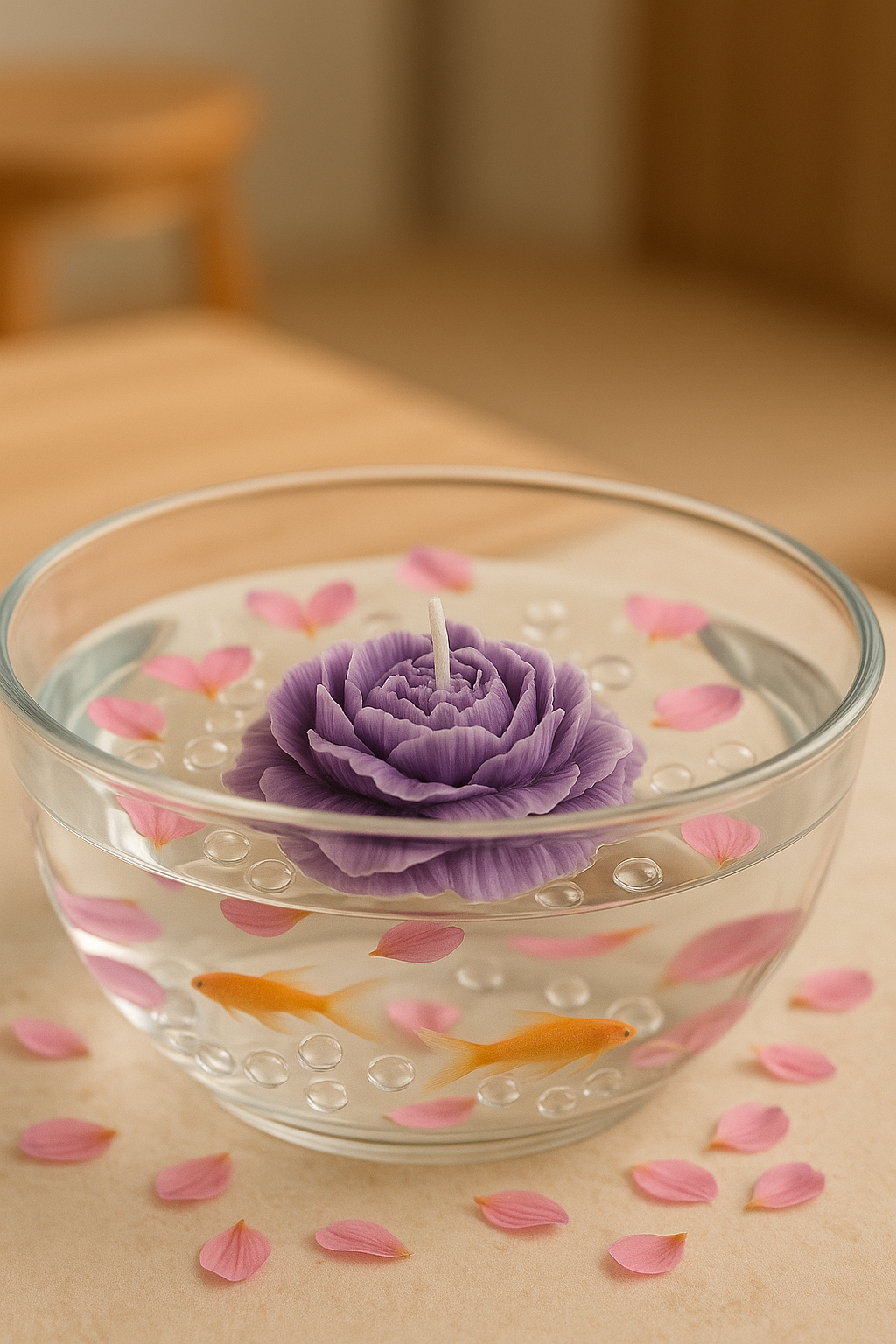 Blush Coral Bloom Rose Candle – Handcrafted Layered Petal Wax Flower