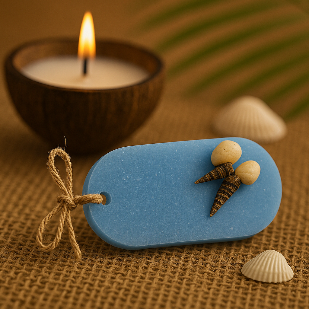 Ocean Breeze Wax Sachet – Handmade Fragrance Wax Tablet with Seashell Embeds for Wardrobe, Drawers & Home Décor