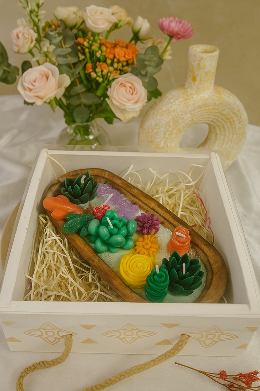 Botanical Garden Soy Candle Hamper – Wooden Base Handcrafted Gift