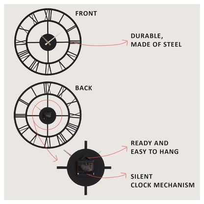 Roman Metal Wall Clock
