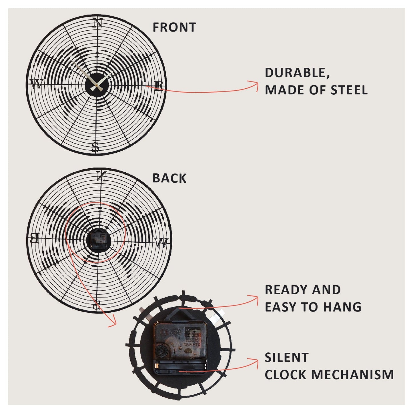 Coordinate Metal Wall Clock