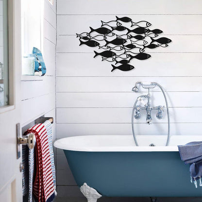 Fish Swarm Metal Wall Art