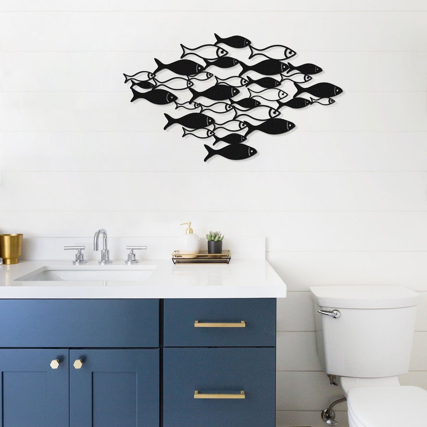 Fish Swarm Metal Wall Art
