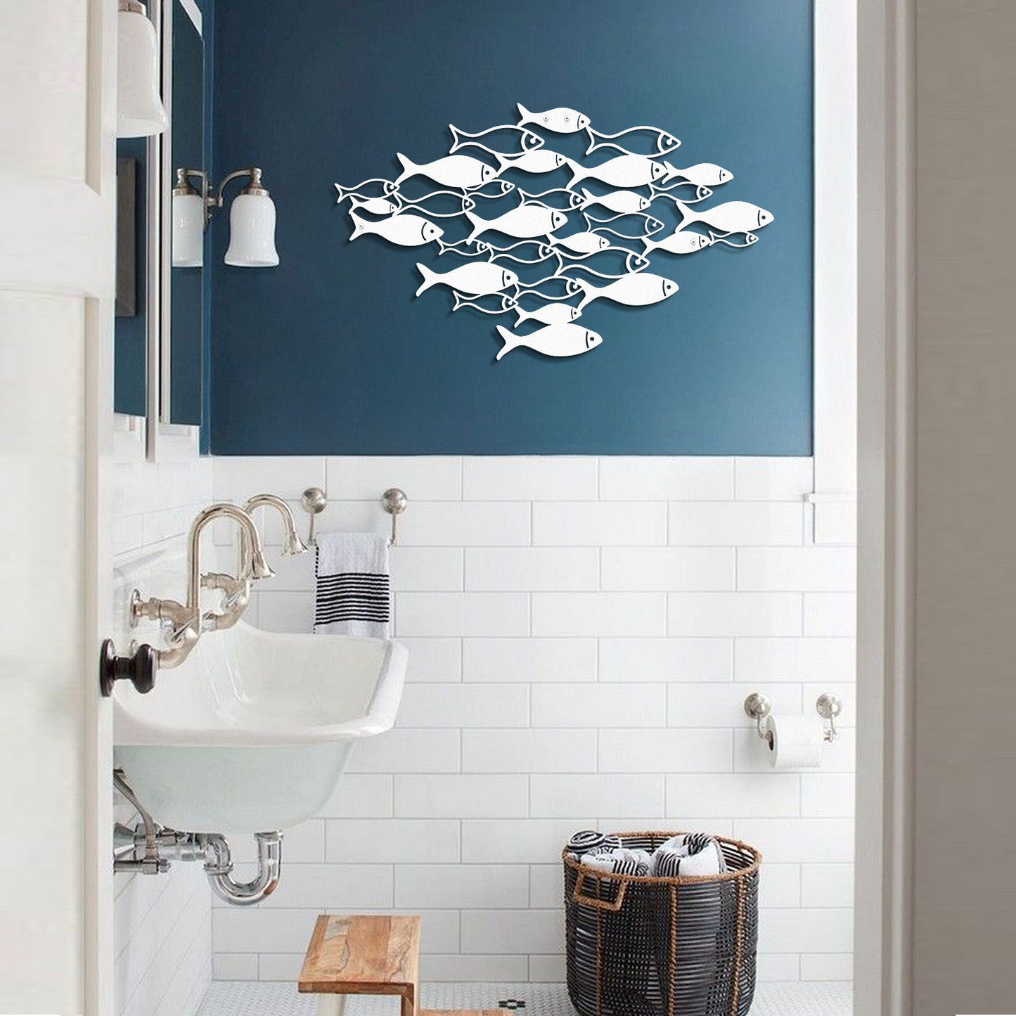 Fish Swarm Metal Wall Art
